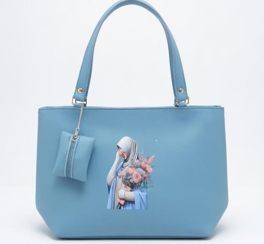 Powder Blue Hijabi Bouquet Tote Bag
