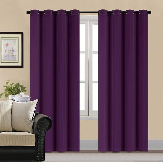 Purple Premium Velvet Curtain Pair