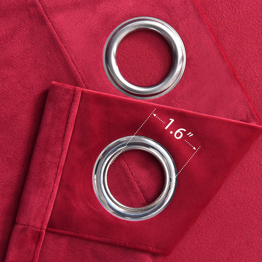 Luxury Red Velvet Eyelet Curtain