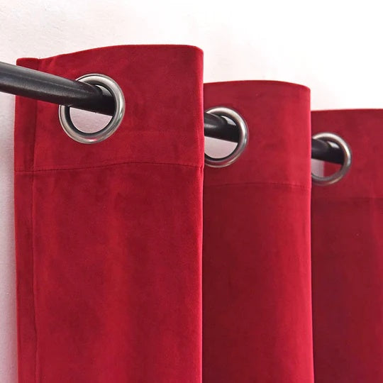Luxury Red Velvet Eyelet Curtain