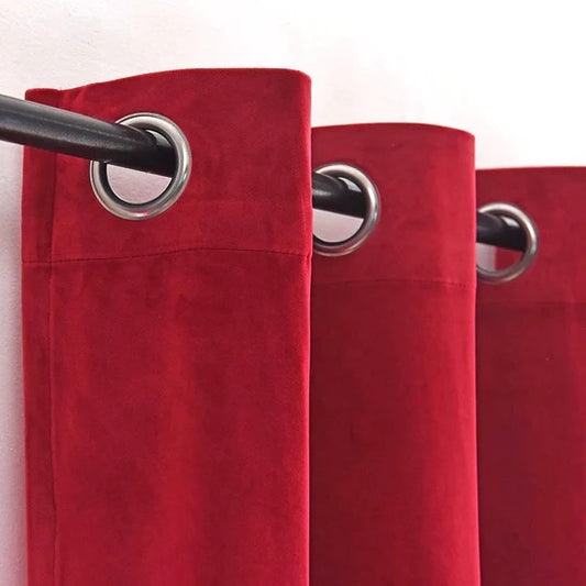 Luxury Red Velvet Eyelet Curtain