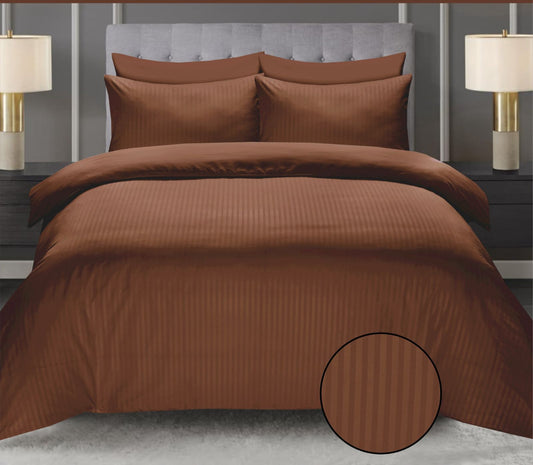 Rust Brown Cotton Satin 6 Pieces Duvet Cover Set