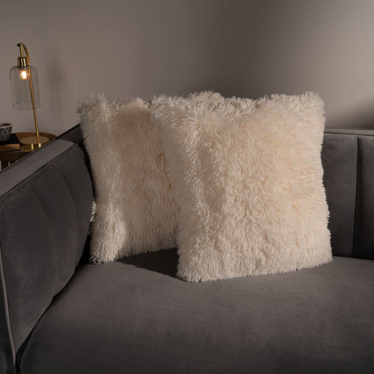 Soft Fluffy Fur Cushion Covers - Cream