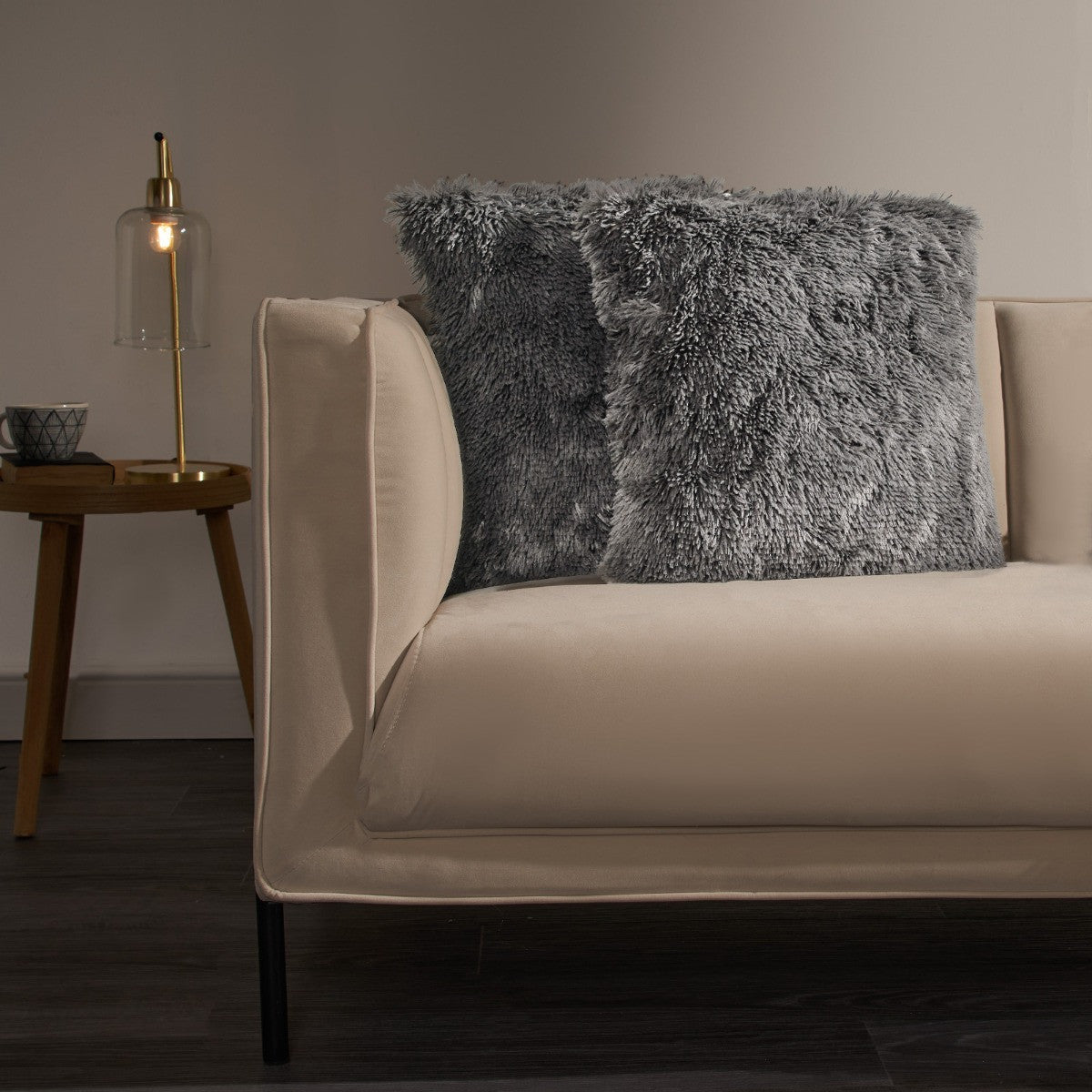Soft Fluffy Fur Cushion Covers - Dark Grey