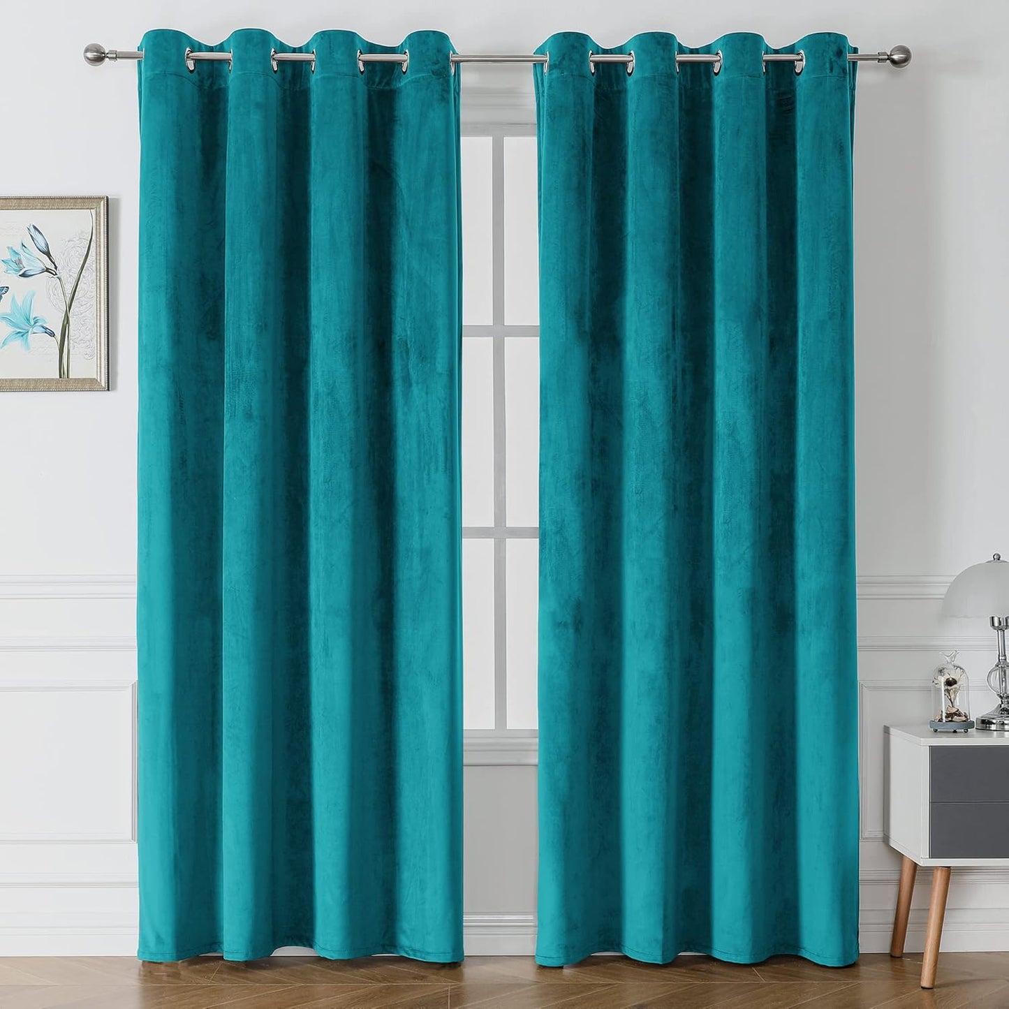 Seagreen Premium Velvet Curtain Pair
