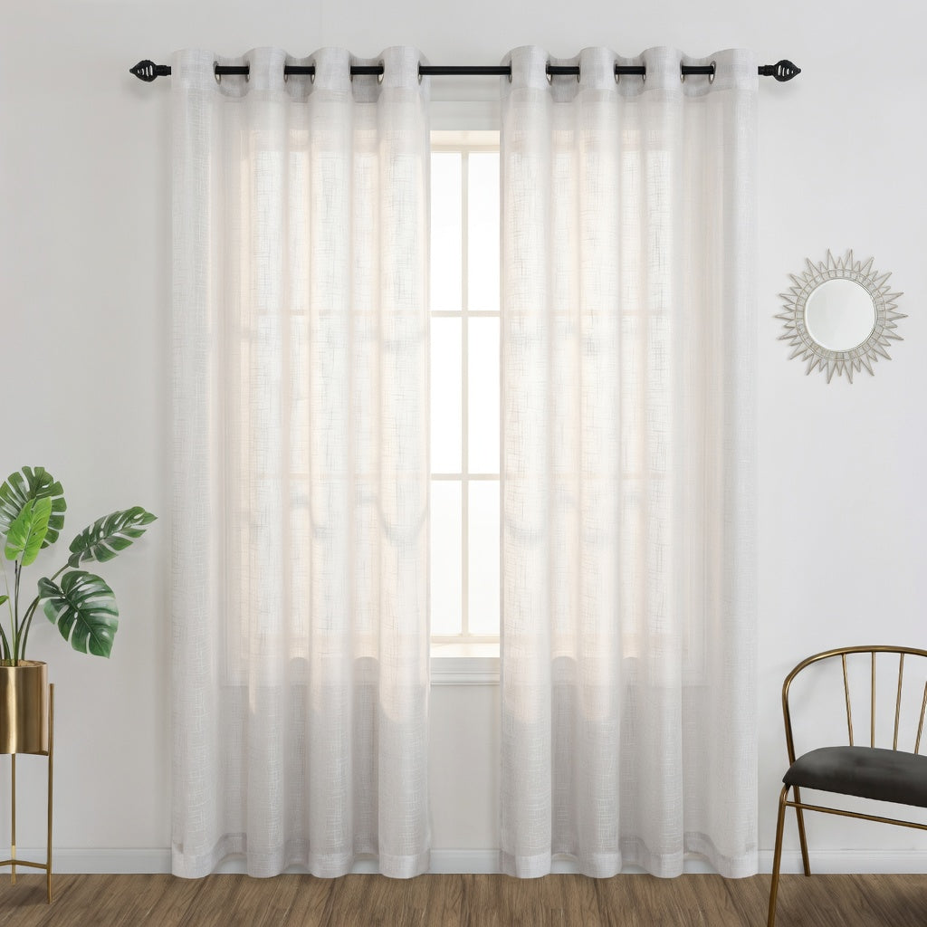 Silver Eyelet Sheer Curtain Pair