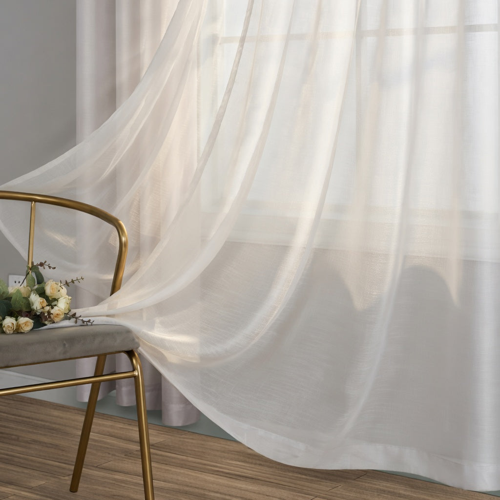 Silver Eyelet Sheer Curtain Pair
