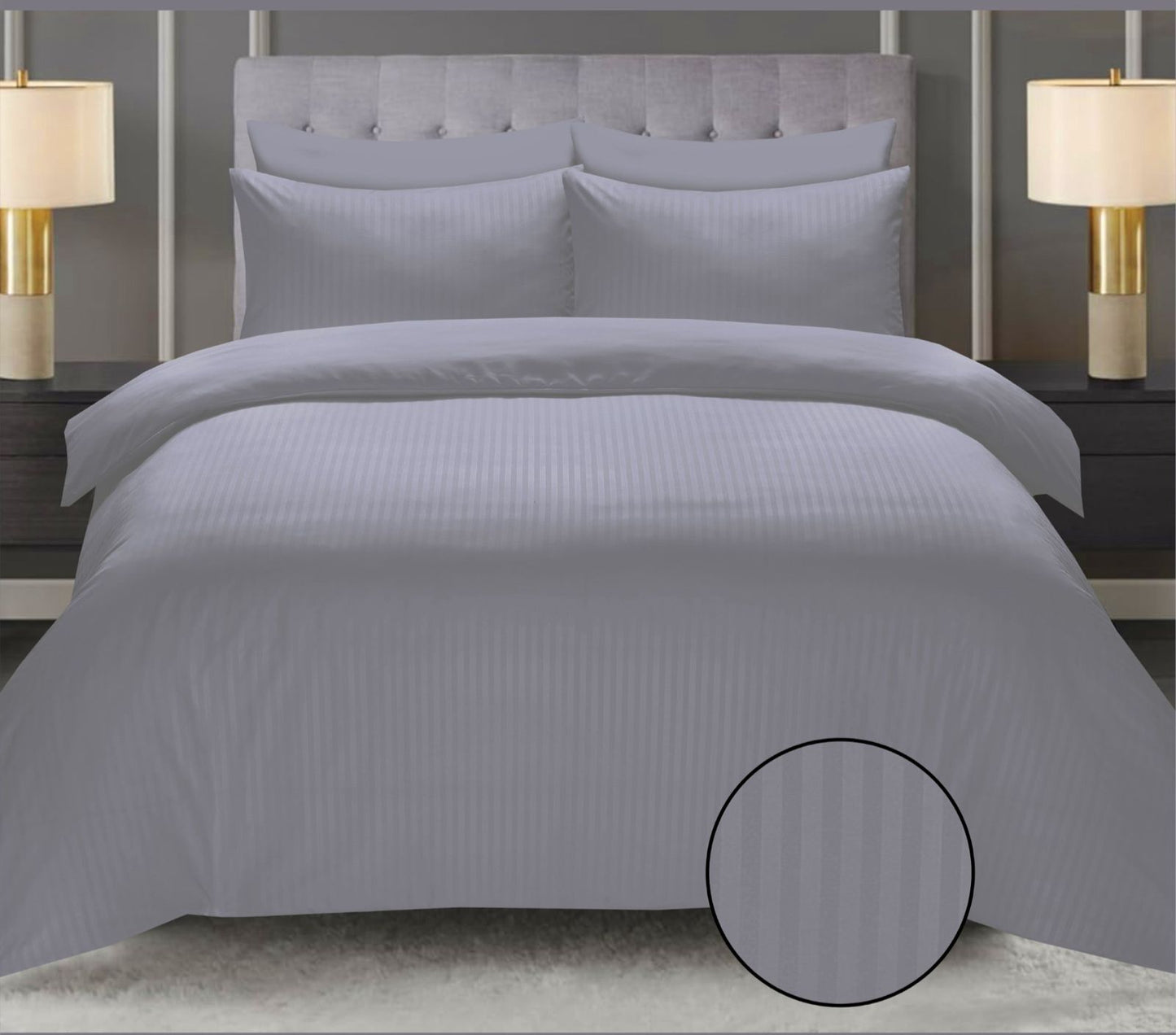 Silver Grey Cotton Satin 6 Pieces Duvet Cover Set