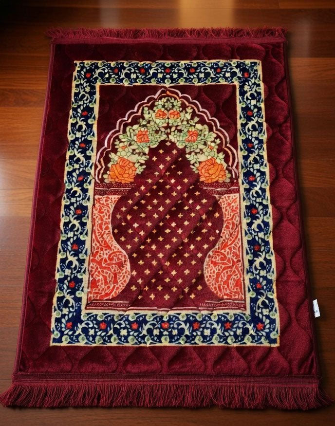 Maroon Quilted Soft Prayer Mat