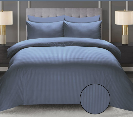 Steel Blue Cotton Satin 6 Pieces Duvet Cover Set
