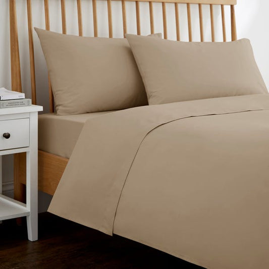 Taupe Brown Pure Cotton Flat Sheet