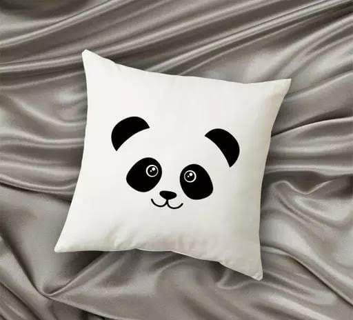 Cartoon Printed White Velvet Cushion Cover