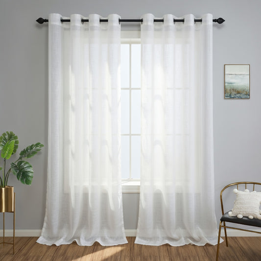 White Eyelet Sheer Curtain Pair