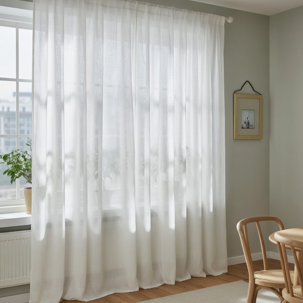 White Extra Wide Rod Pocket Chiffon Sheer Curtains - Pair