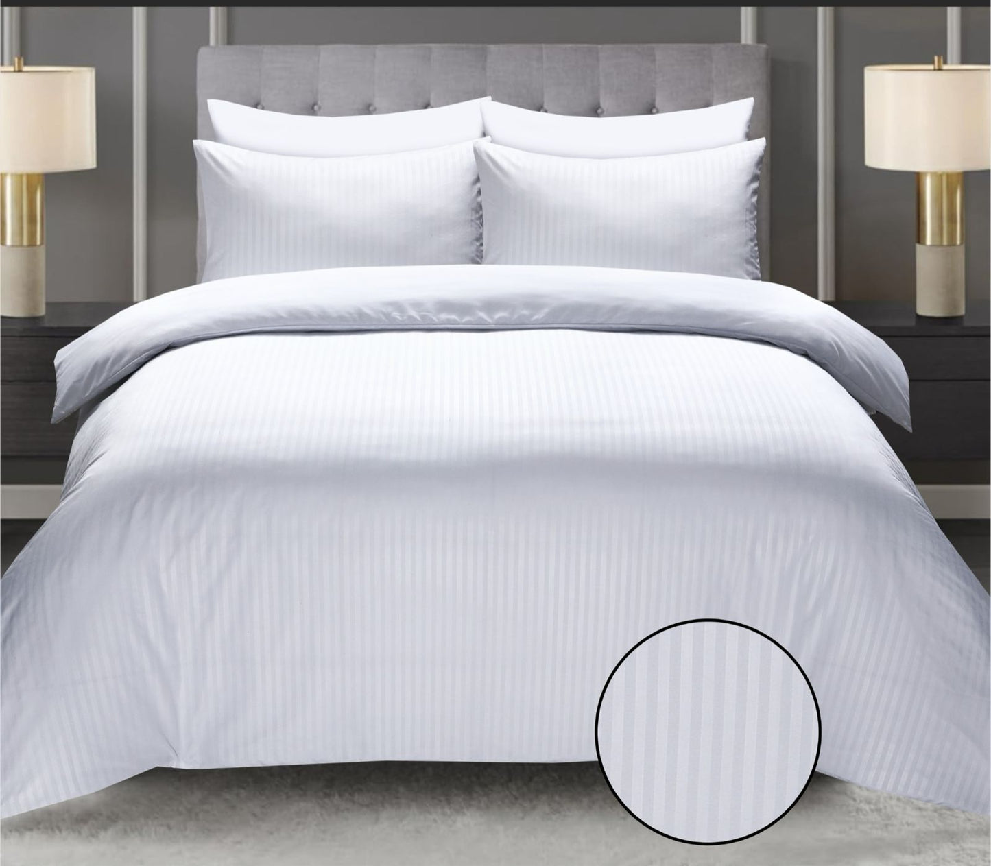 White Cotton Satin 6 Pieces Duvet Cover Set