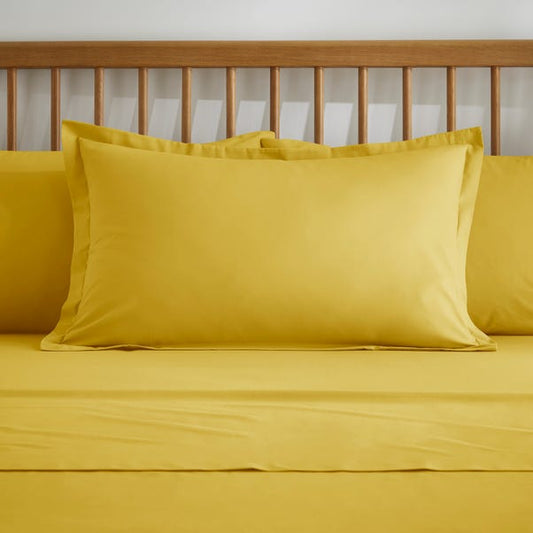 Yellow Ochre Pure Cotton Flat Sheet