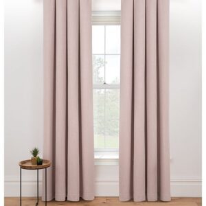 Tea Pink Boucle Plain Eyelet Curtains - Pair