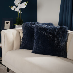 Soft Fluffy Fur Cushion Covers - Blue